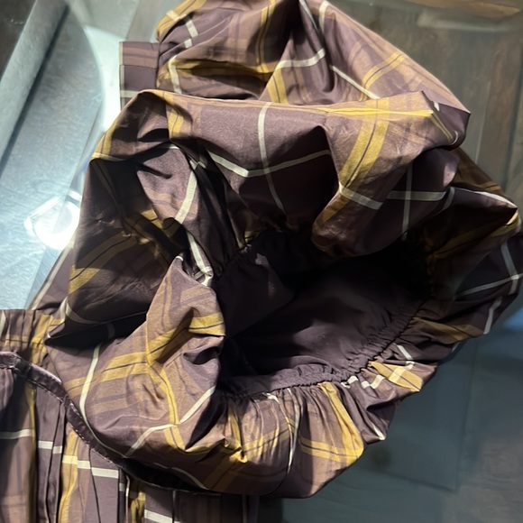 Antonio Melani Maisie Plaid Print Square Neck Puff Sleeve Ruffle Midi Dress - Picture 10 of 13